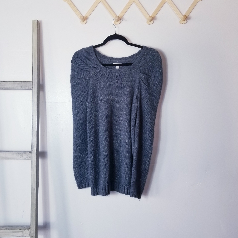 LC LAUREN CONRAD DARK TEAL PUFFED SLEEVE SWEATER SIZE MEDIUM
